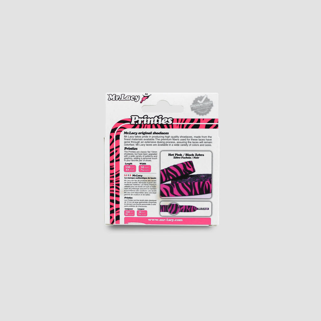 זוג שרוכים עם ההדפס זברה ורוד שחור - Printies Zebra Neon Pink Black - תמונה 4 - אריזה