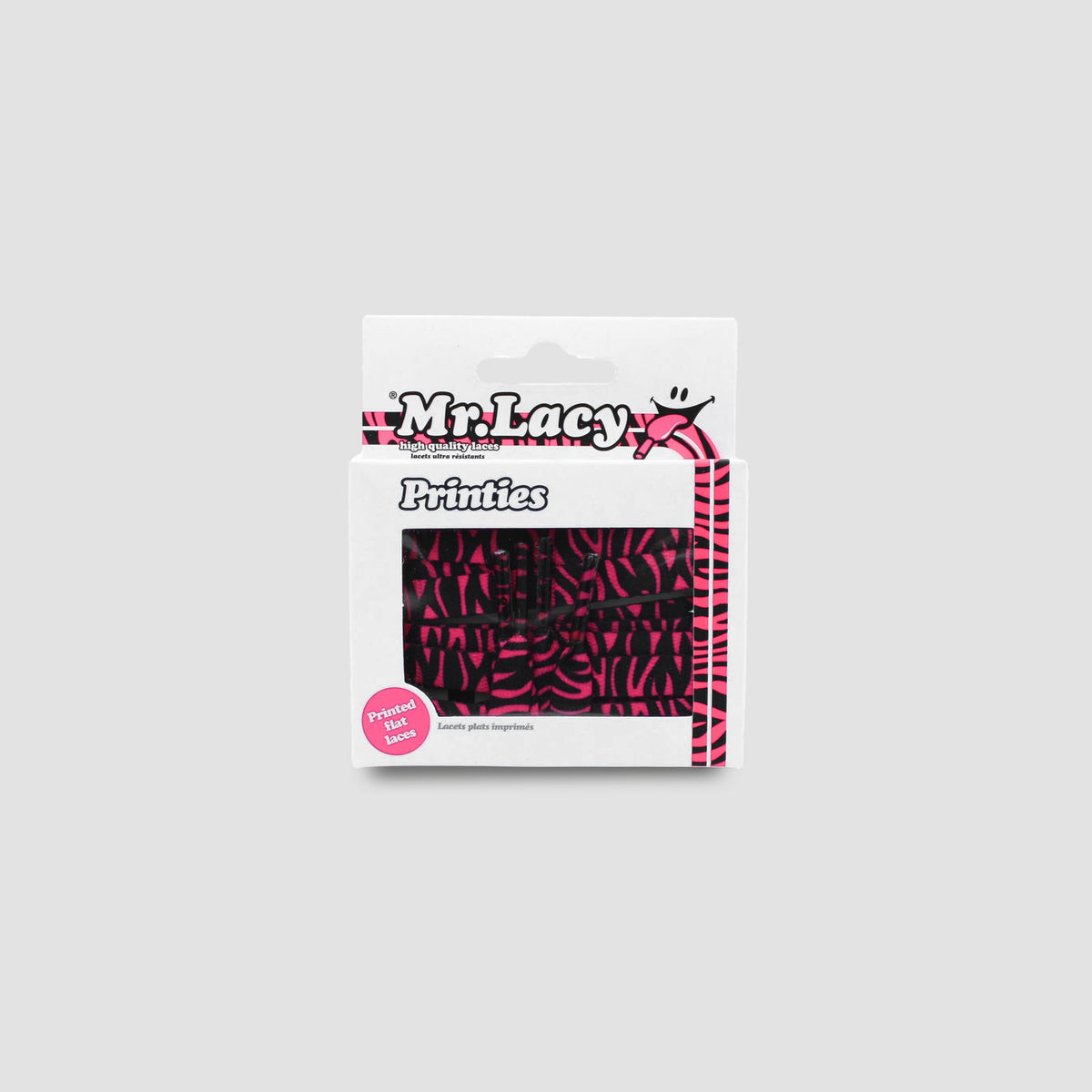 זוג שרוכים עם ההדפס זברה ורוד שחור - Printies Zebra Neon Pink Black - תמונה 3 - אריזה