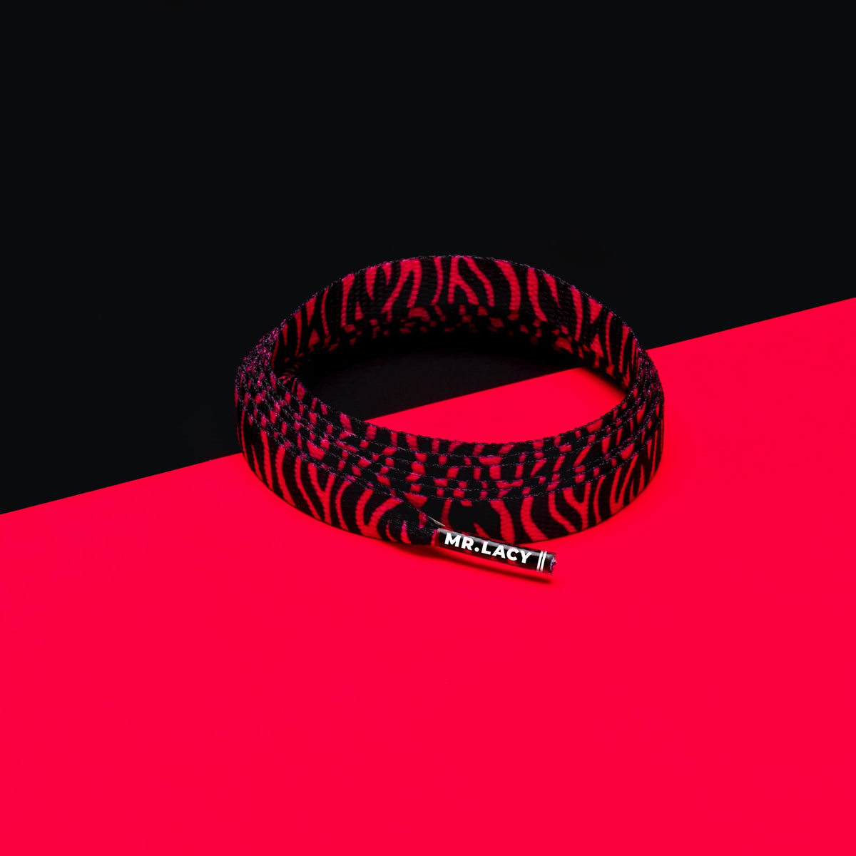זוג שרוכים עם ההדפס זברה ורוד שחור - Printies Zebra Neon Pink Black - תמונה 1