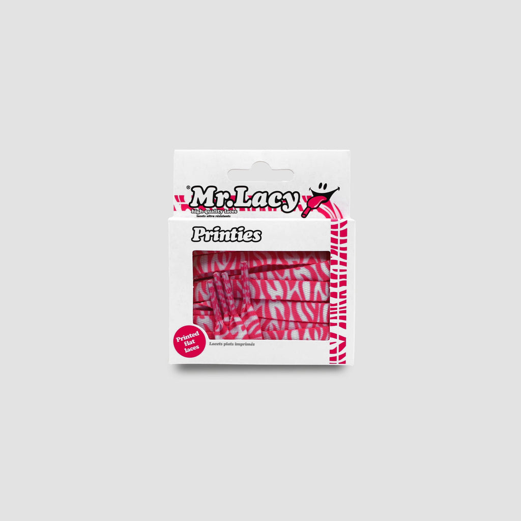 זוג שרוכים עם ההדפס זברה ורוד לבן - Printies Zebra Hot Pink White - תמונה 3 - אריזה