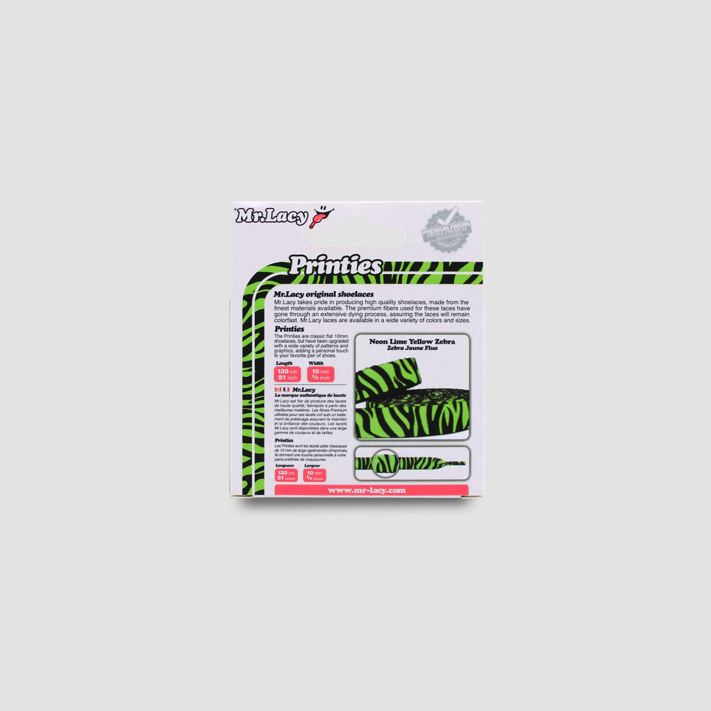 זוג שרוכים עם ההדפס זברה צהוב - Printies Zebra Lime Yellow - תמונה 3 - אריזה