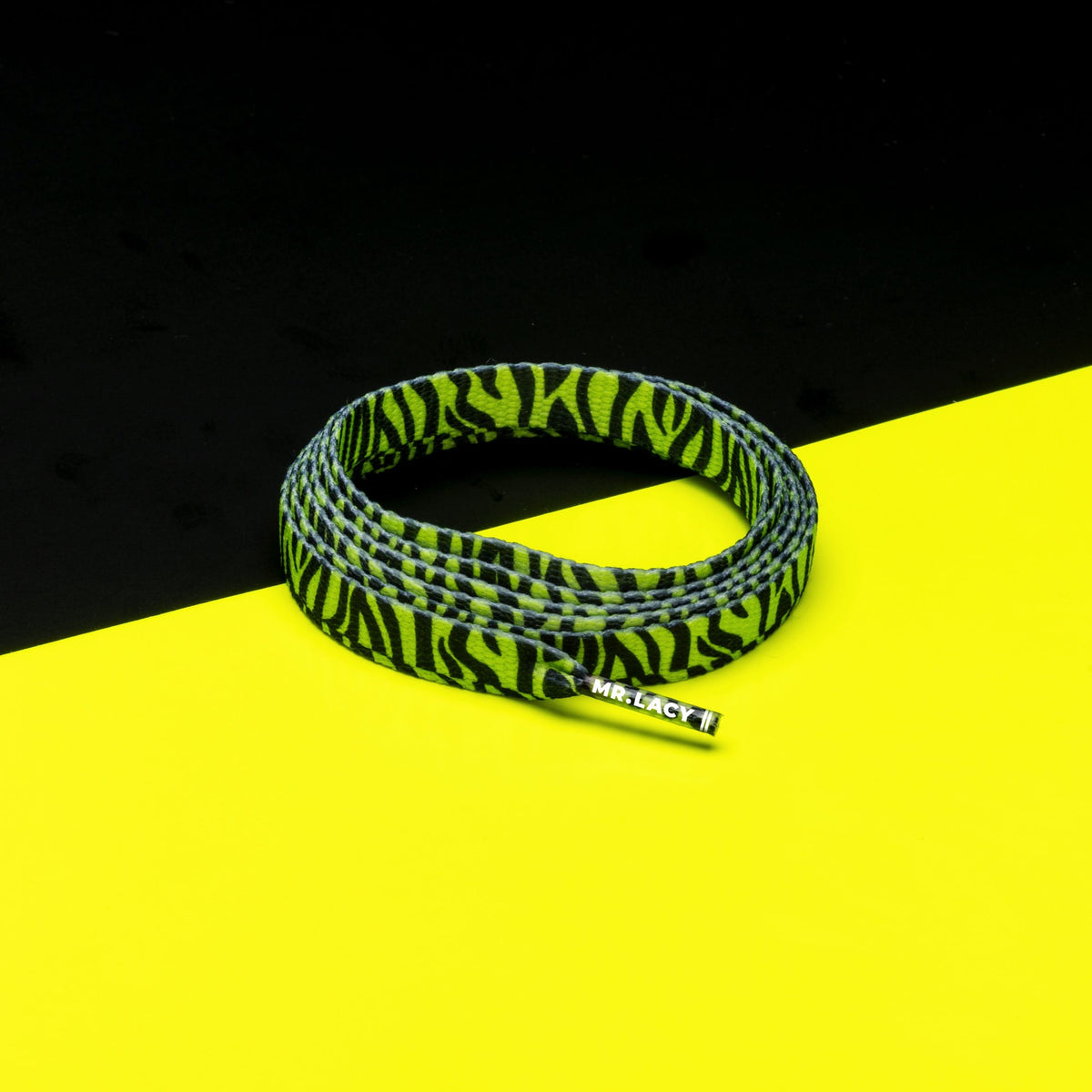 זוג שרוכים עם ההדפס זברה צהוב - Printies Zebra Lime Yellow - תמונה 1