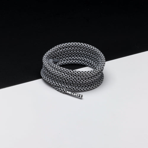 זוג שרוכים חבל עגול שחור לבן - Ropies Black White - תמונה 1