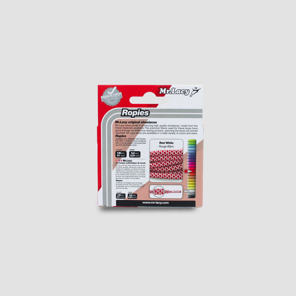 זוג שרוכים חבל עגול בצבע אדום לבן - Ropies Red White - תמונה 4 - אריזה