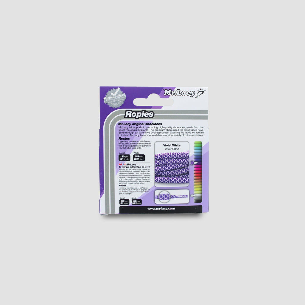 זוג שרוכים חבל עגול סגול לבן - Ropies Violet White - תמונה 4 - אריזה