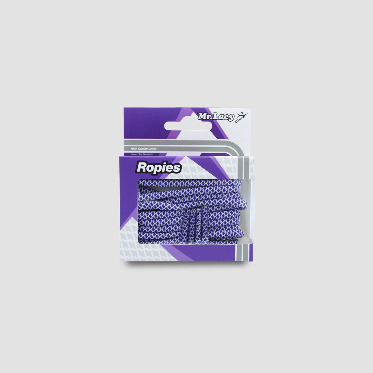זוג שרוכים חבל עגול סגול לבן - Ropies Violet White - תמונה 3 - אריזה