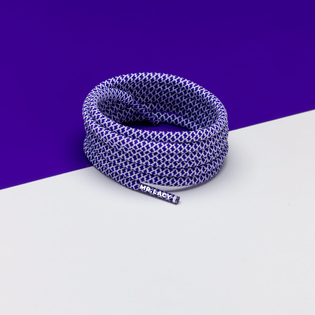 זוג שרוכים חבל עגול סגול לבן - Ropies Violet White - תמונה 1