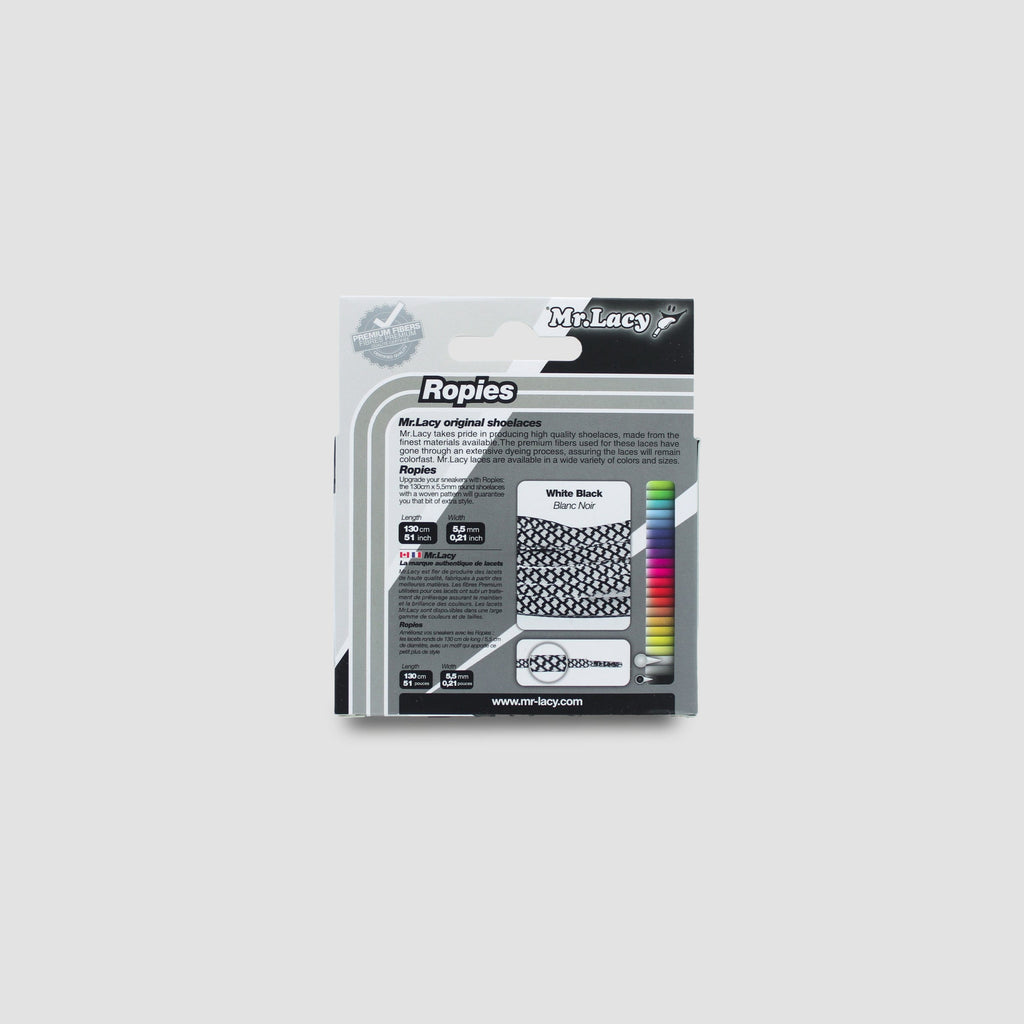 זוג שרוכים חבל עגול לבן שחור - Ropies White Black - תמונה 4 - אריזה