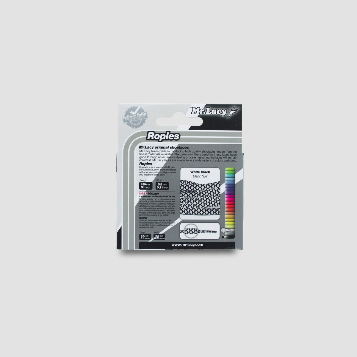 זוג שרוכים חבל עגול לבן שחור - Ropies White Black - תמונה 4 - אריזה