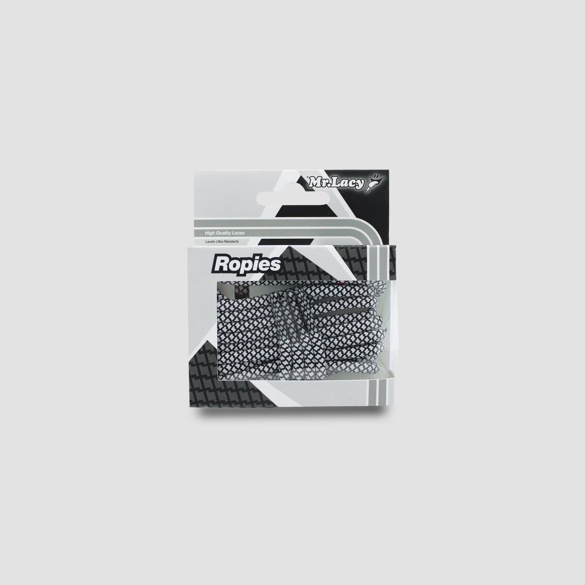 זוג שרוכים חבל עגול לבן שחור - Ropies White Black - תמונה 3 - אריזה