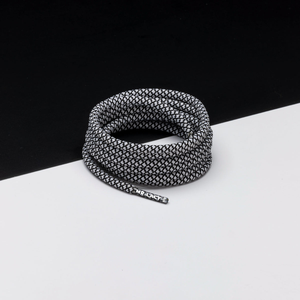 זוג שרוכים חבל עגול לבן שחור - Ropies White Black - תמונה 1
