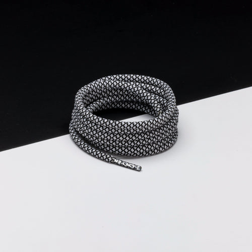 זוג שרוכים חבל עגול לבן שחור - Ropies White Black - תמונה 1