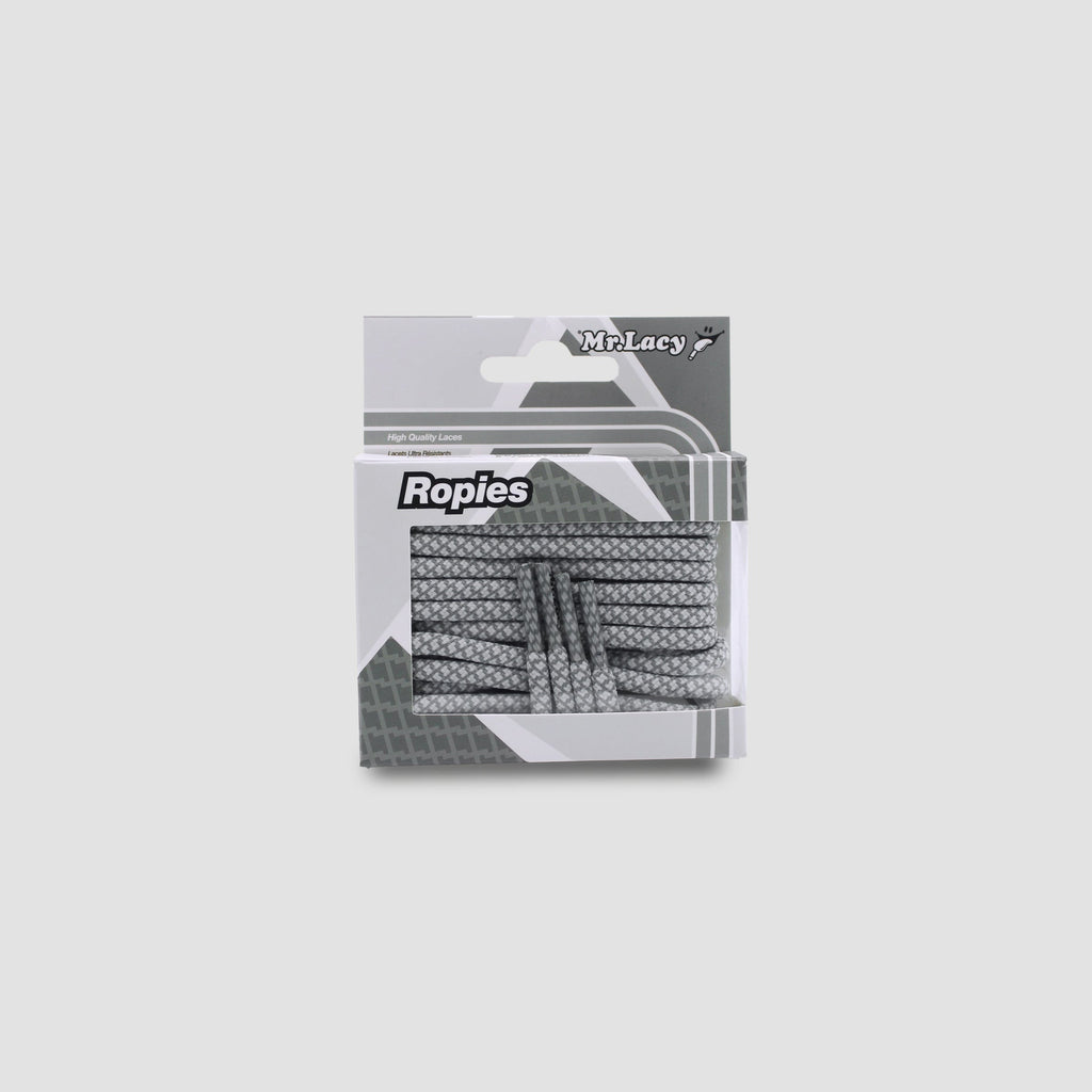 זוג שרוכים חבל עגול אפור לבן - Ropies White Grey - תמונה 3 - אריזה