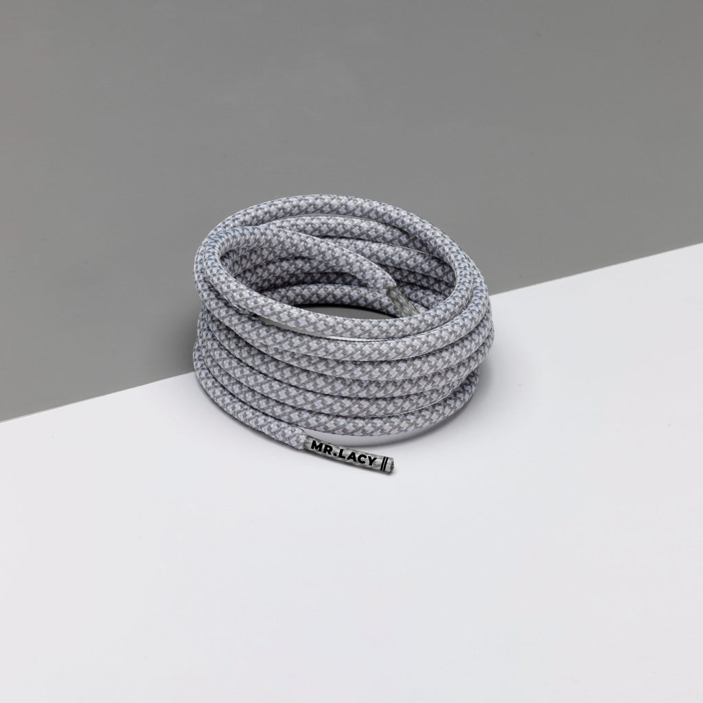 זוג שרוכים חבל עגול אפור לבן - Ropies White Grey - תמונה 1