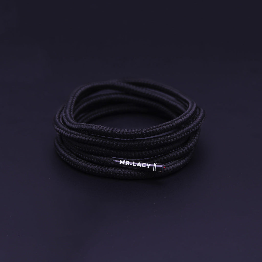 זוג שרוכים עגולים דקים בצבע שחור 90 ס״מ - Runnies Round Black - תמונה 1