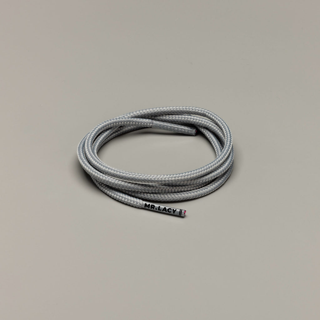 זוג שרוכים עגולים דקים בצבע אפור 90 ס״מ - Runnies Round Grey - תמונה 1