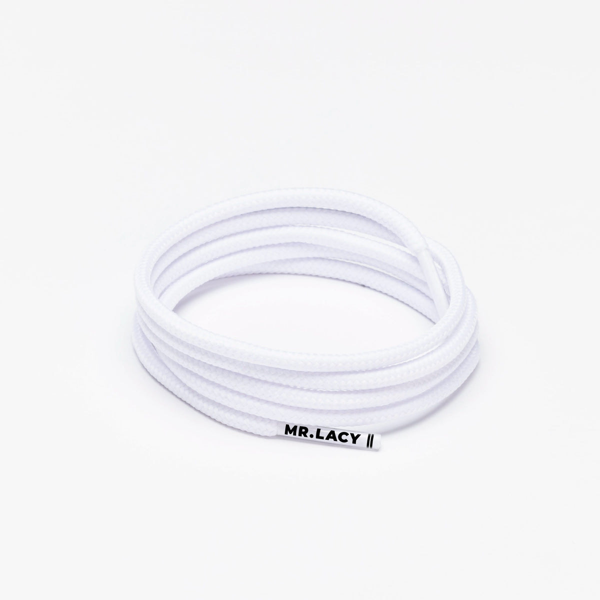 זוג שרוכים עגולים דקים בצבע לבן 90 ס״מ - Runnies Round White - תמונה 1