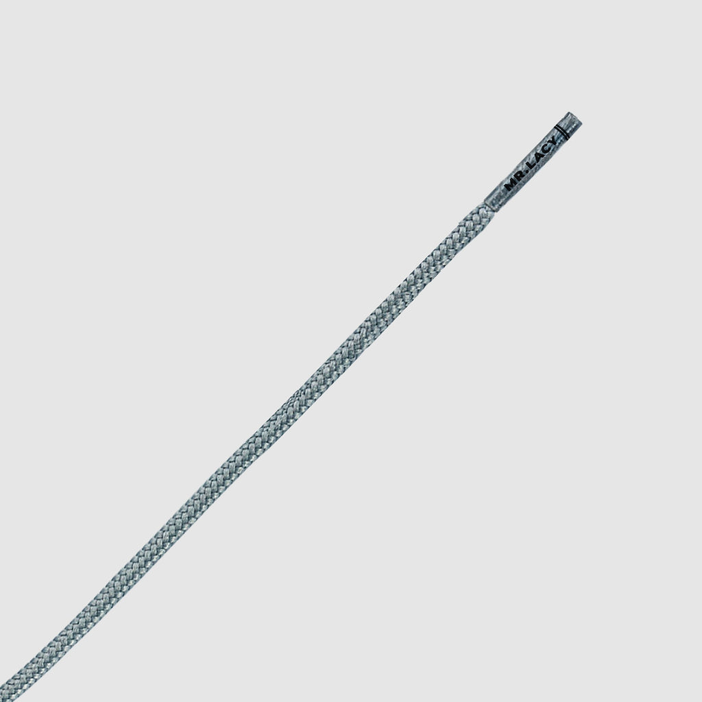 זוג שרוכים עגולים דקים בצבע אפור 90 ס״מ - Runnies Round Grey - תמונה 2