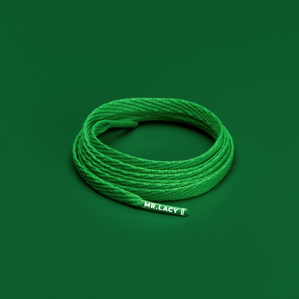 זוג שרוכים צרים בצבע ירוק 120 ס״מ - Skinnies Kelly Green - תמונה 1