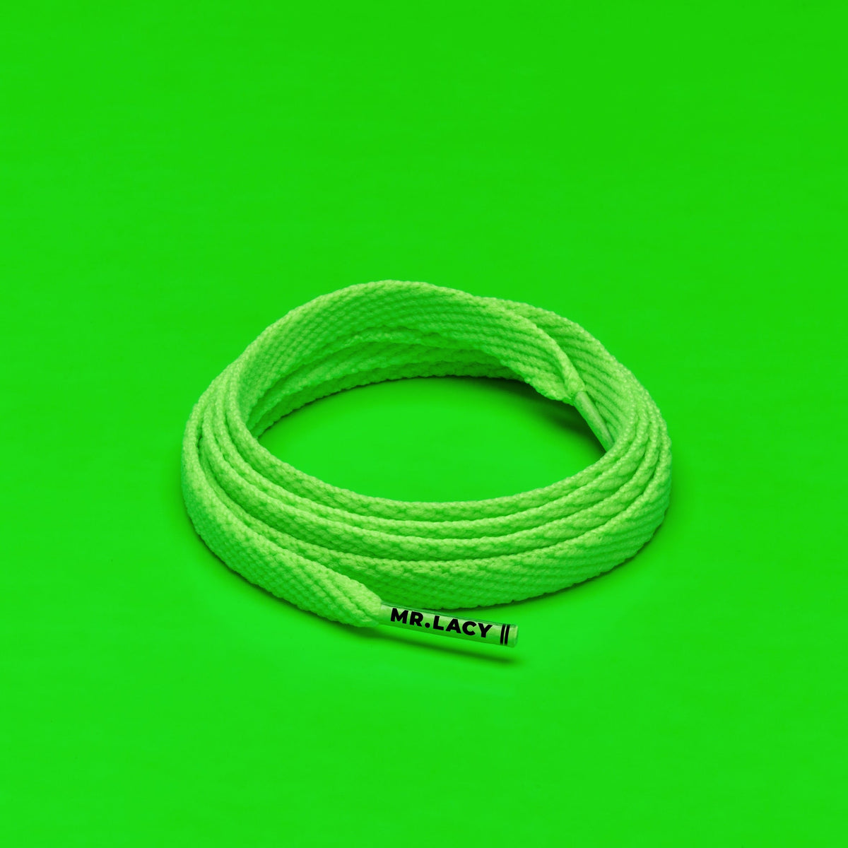 זוג שרוכים קצרים בצבע ירוק ניאון 90 ס״מ - Smallies Neon Green - תמונה 1