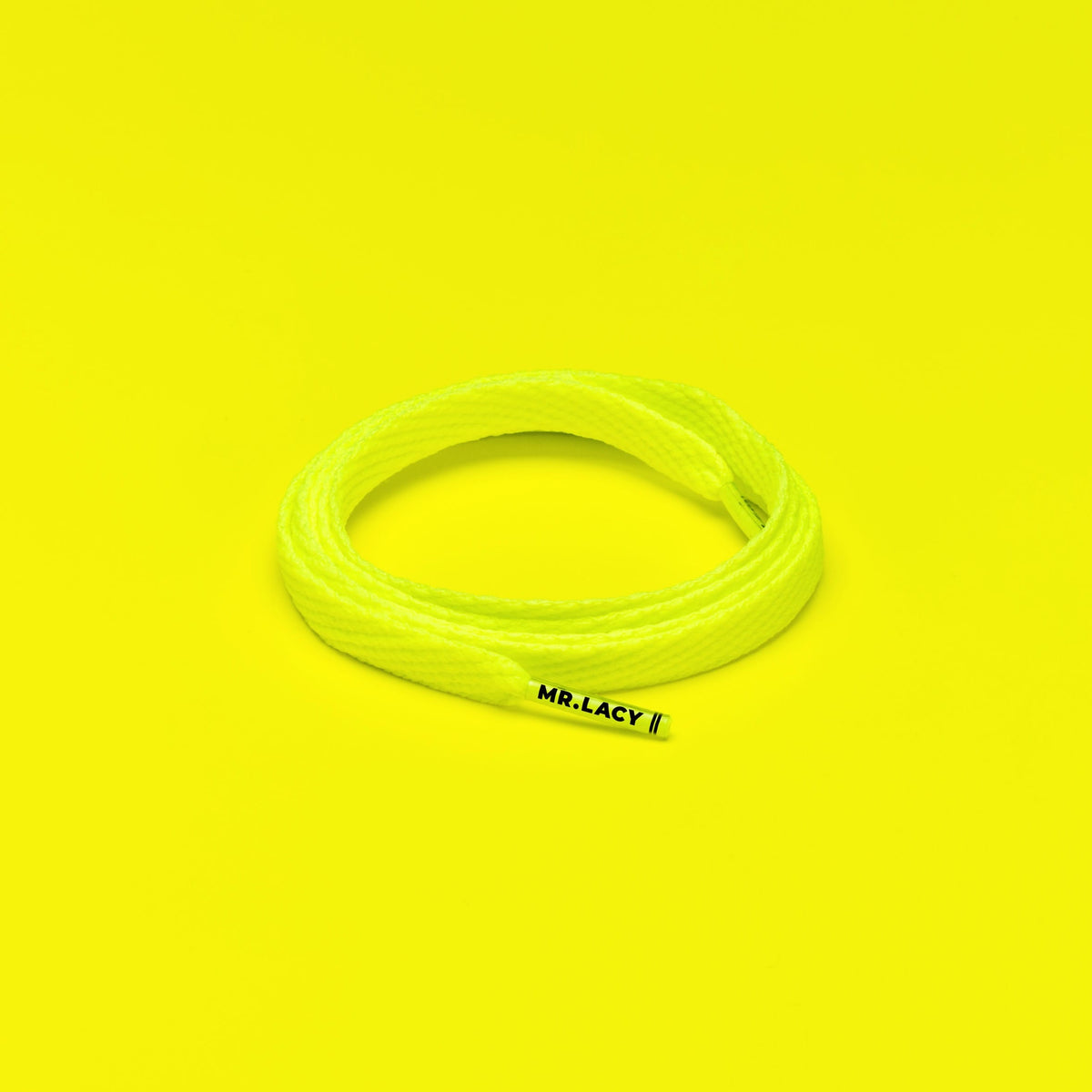 זוג שרוכים קצרים בצבע צהוב ניאון 90 ס״מ - Smallies Neon Lime Yellow - תמונה 1