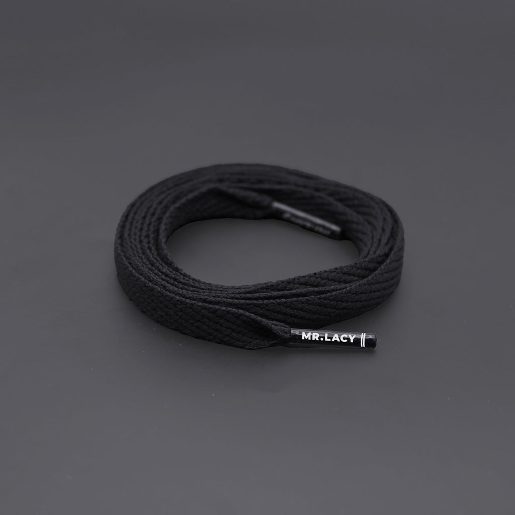 זוג שרוכים שטוחים בצבע שחור 90 ס״מ - Flatties Black 90 - תמונה 1