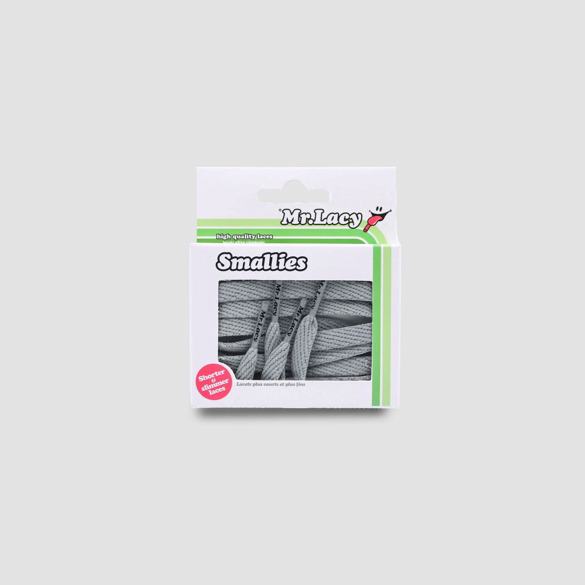 זוג שרוכים קצרים בצבע אפור 90 ס״מ - Smallies Grey - תמונה 3 - אריזה