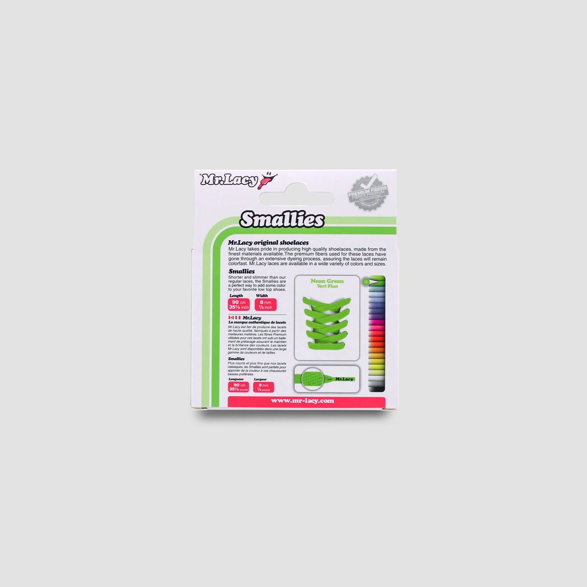 זוג שרוכים קצרים בצבע ירוק ניאון 90 ס״מ - Smallies Neon Green - תמונה 4 - אריזה