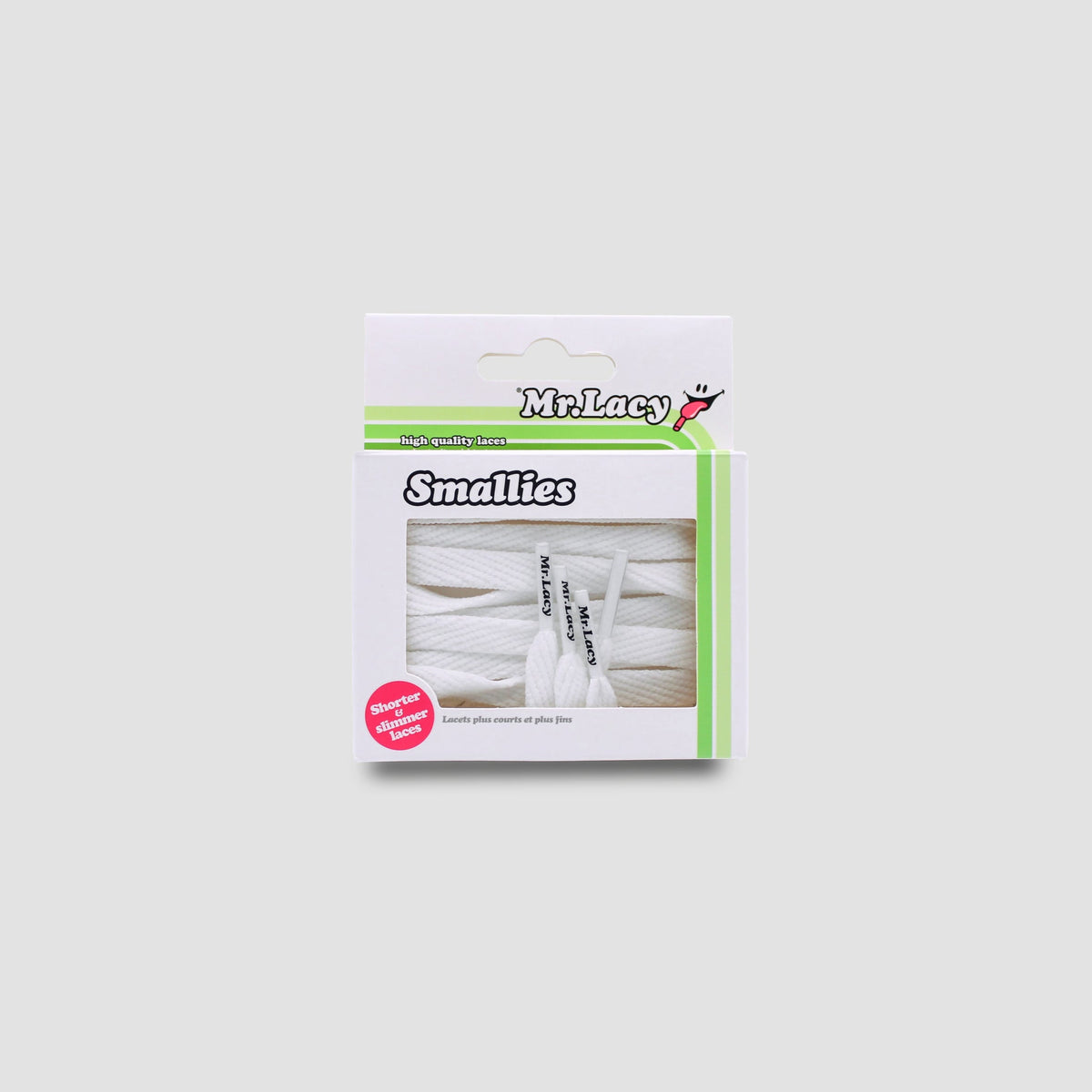 זוג שרוכים קצרים בצבע לבן 90 ס״מ - Smallies White - תמונה 3 - אריזה