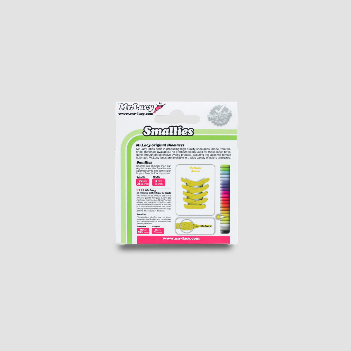 זוג שרוכים קצרים בצבע צהוב 90 ס״מ - Smallies Yellow - תמונה 4 - אריזה