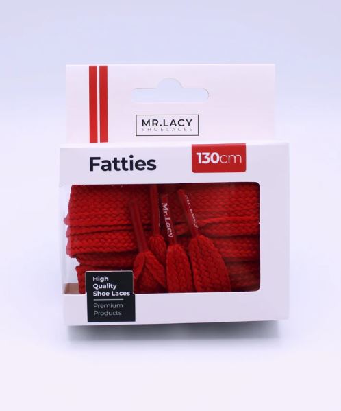 שרוכים שטוחים רחבים במיוחד בצבע אדום 130 ס״מ - Fat