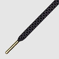 Ropies Black Grey Gold Tip- זוג שרוכים שטוחים בצבע שחור אפור עם אגלט זהב 130 ס״מ
