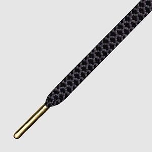 Ropies Black Grey Gold Tip- זוג שרוכים שטוחים בצבע שחור אפור עם אגלט זהב 130 ס״מ