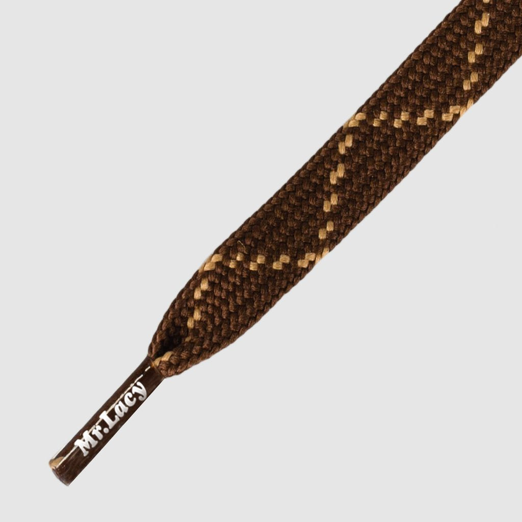 Hikies Flat Dark Brown Light Brown 180 - זוג שרוכים שטוחים בצבע חום כהה עם חום בהיר