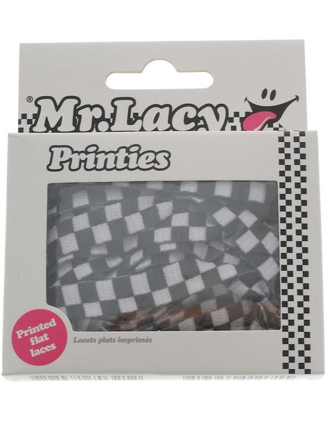 זוג שרוכים עם הדפס שחמט שחור לבן - Printies Checke