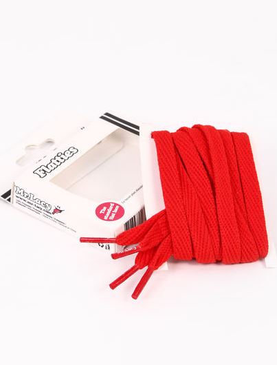 זוג שרוכים שטוחים בצבע אדום 130 ס״מ - Flatties Red