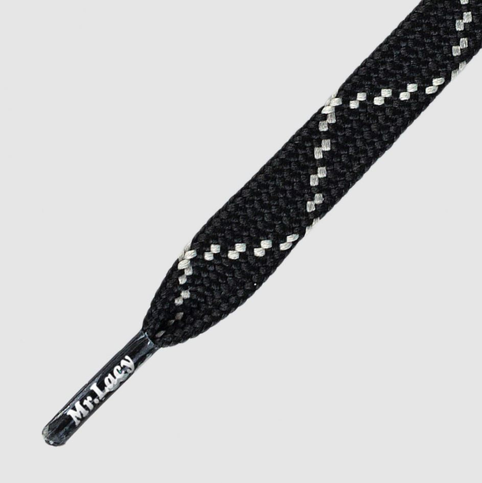 Hikies Flat Black Grey 120- זוג שרוכים שטוחים בצבע שחור עם אפור