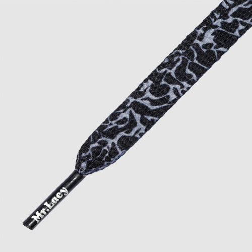 Printies Elephant Black/Grey - זוג שרוכים עם הדפס בצבע אפור שחור