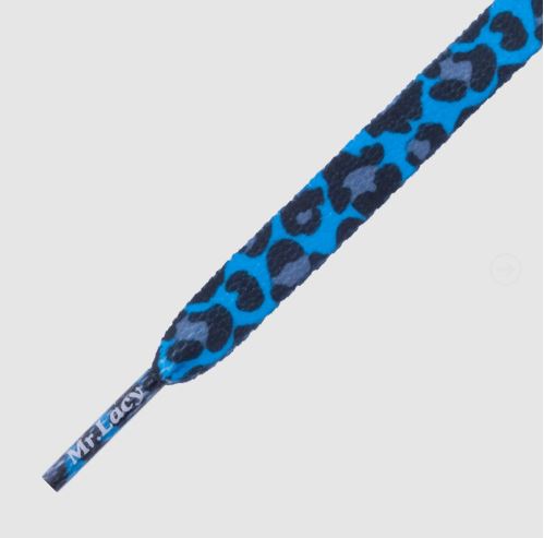 Printies Royal Blue Leopard - זוג שרוכים עם ההדפס המנומר כחול רויאל