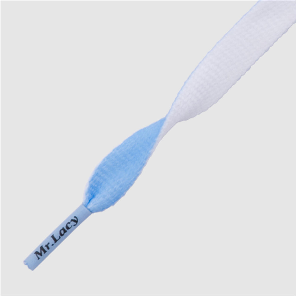 Clubbies Light Blue/White - זוג שרוכים שטוחים בשני צבעים תכלת ולבן
