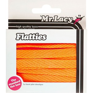 זוג שרוכים שטוחים בצבע כתום זוהר 130 ס״מ - Flattie
