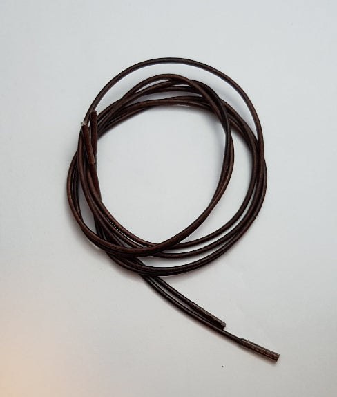 Leather 2 mm round Dark Brown 90 - זוג שרוכים עגולים מעור דקים במיוחד בצבע חום כהה 90 ס״מ
