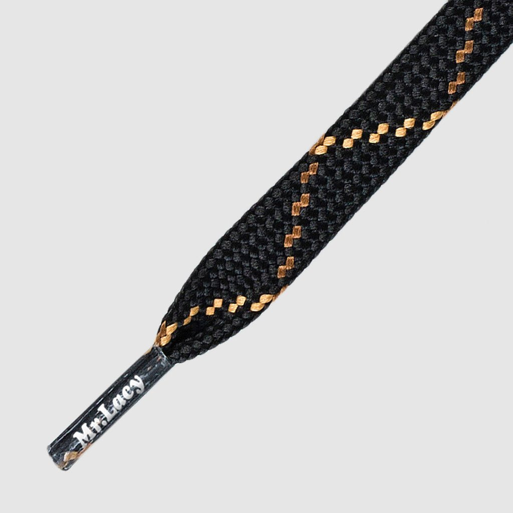 Hikies Flat Black Brown Light Brown 180 - זוג שרוכים שטוחים בצבע שחור עם חום