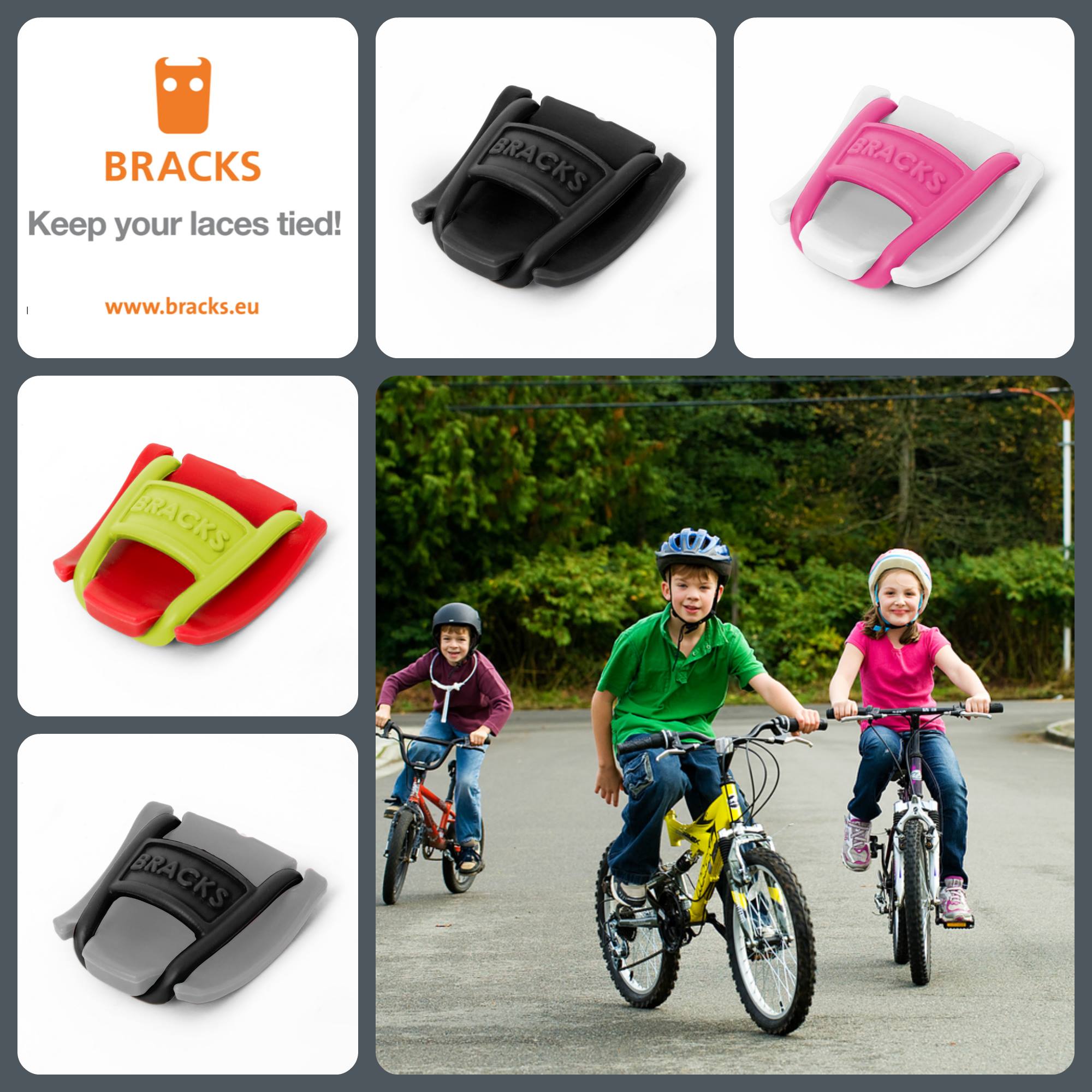 זוג קליפ נעילה לשרוכים שחור לבן - BRACKS