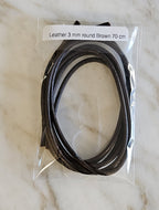Leather 3 mm round Brown 70- זוג שרוכים עגולים מעור בצבע חום כהה 70 ס״מ