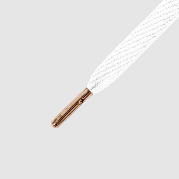 Smallies MT White/Rose Gold - זוג שרוכים שטוחים קצרים 90 ס״מ בצבע לבן עם אגלט זהב Rose