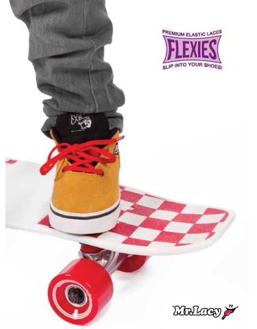 זוג שרוכים אלסטיים בצבע אדום - 90 Flexies Red