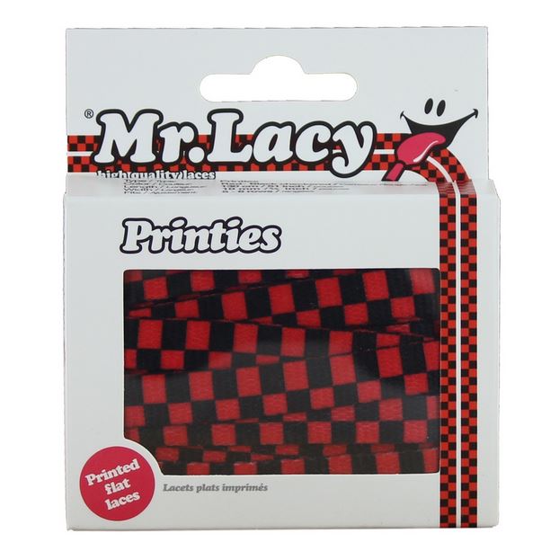 זוג שרוכים עם הדפס שחמט שחור אדום - Printies Check