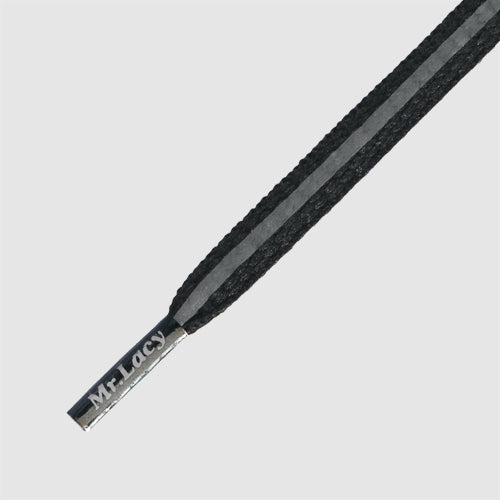 Runnies Reflective Black- זוג שרוכים לריצה שחור עם פס זוהר