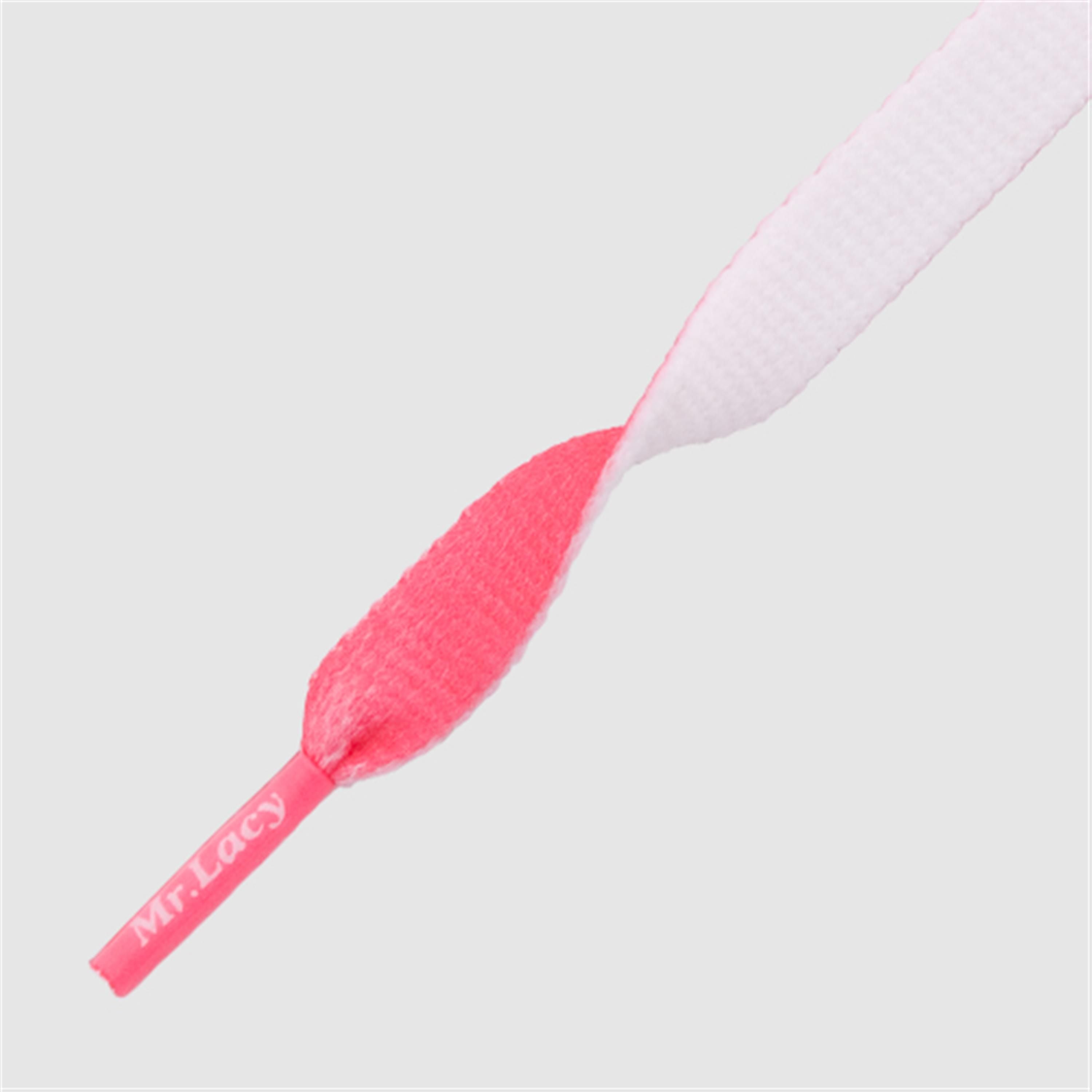 Clubbies White/Neon Pink - זוג שרוכים שטוחים בשני צבעים לבן ורוד ניאון